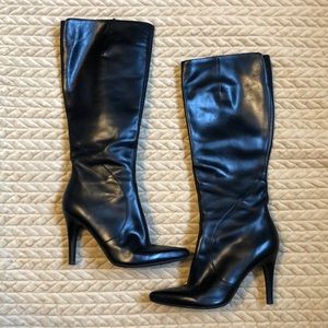 Black knee high heeled Nine West boots